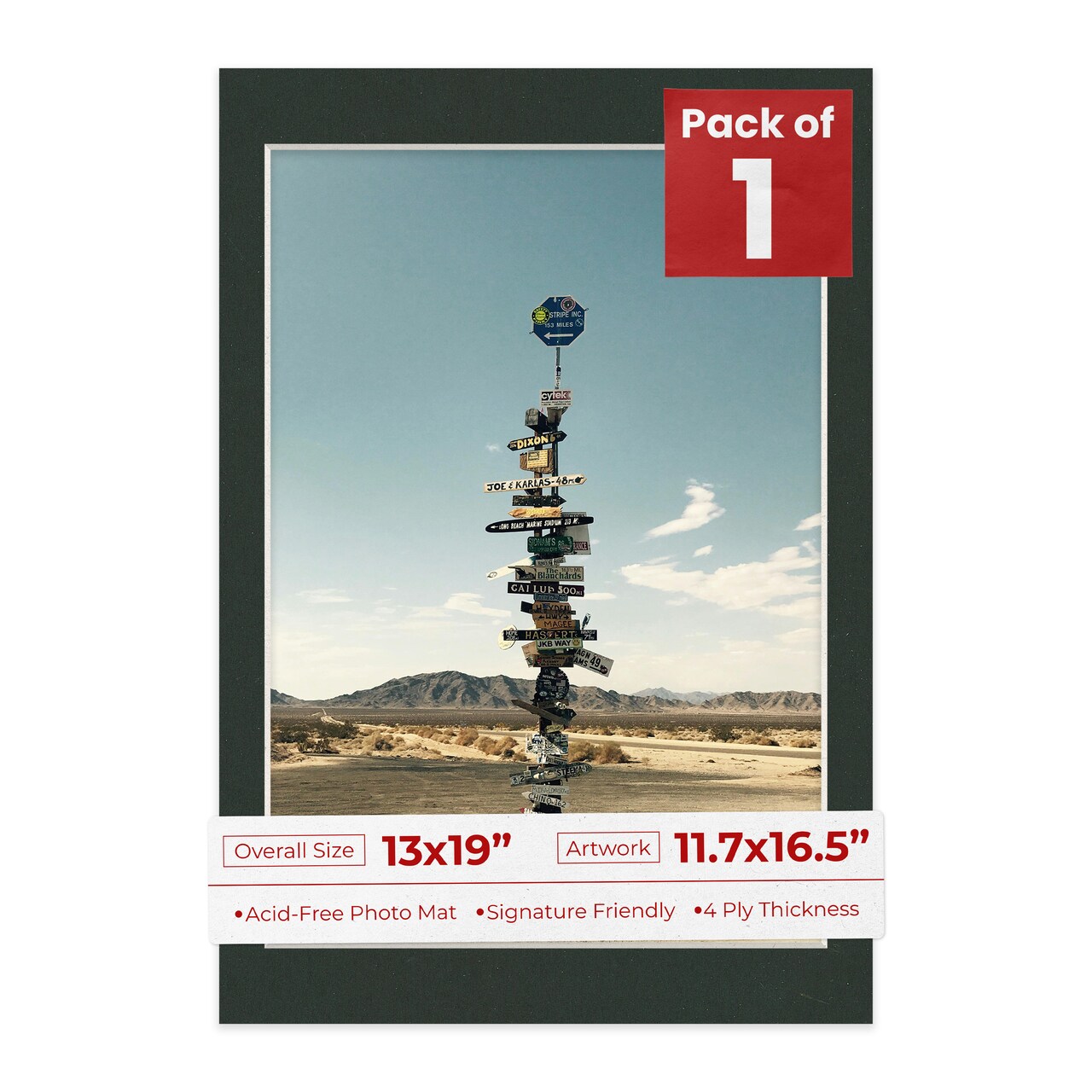 Textured Black Mat Board for 13x19 Frames - Fits 11.7x16.5 Photos